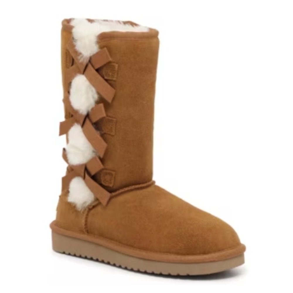Koolaburra by UGG Victoria Tall Boots Chestnut Suede Bows Size 5 1015875‎
